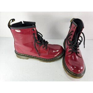 Dr Martens Doc Sz 3 Girls 1460 Red Maroon Air Wair Combat-Boots Zip-Sides EU34